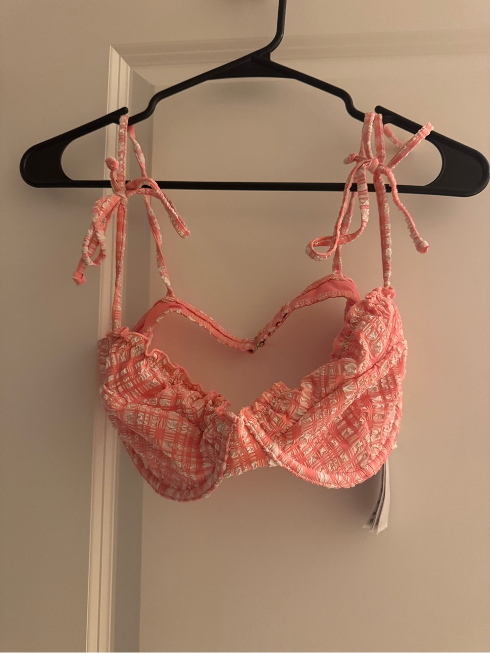 Billabong Coral Pink Patterned Tie-Shoulder Bikini Top